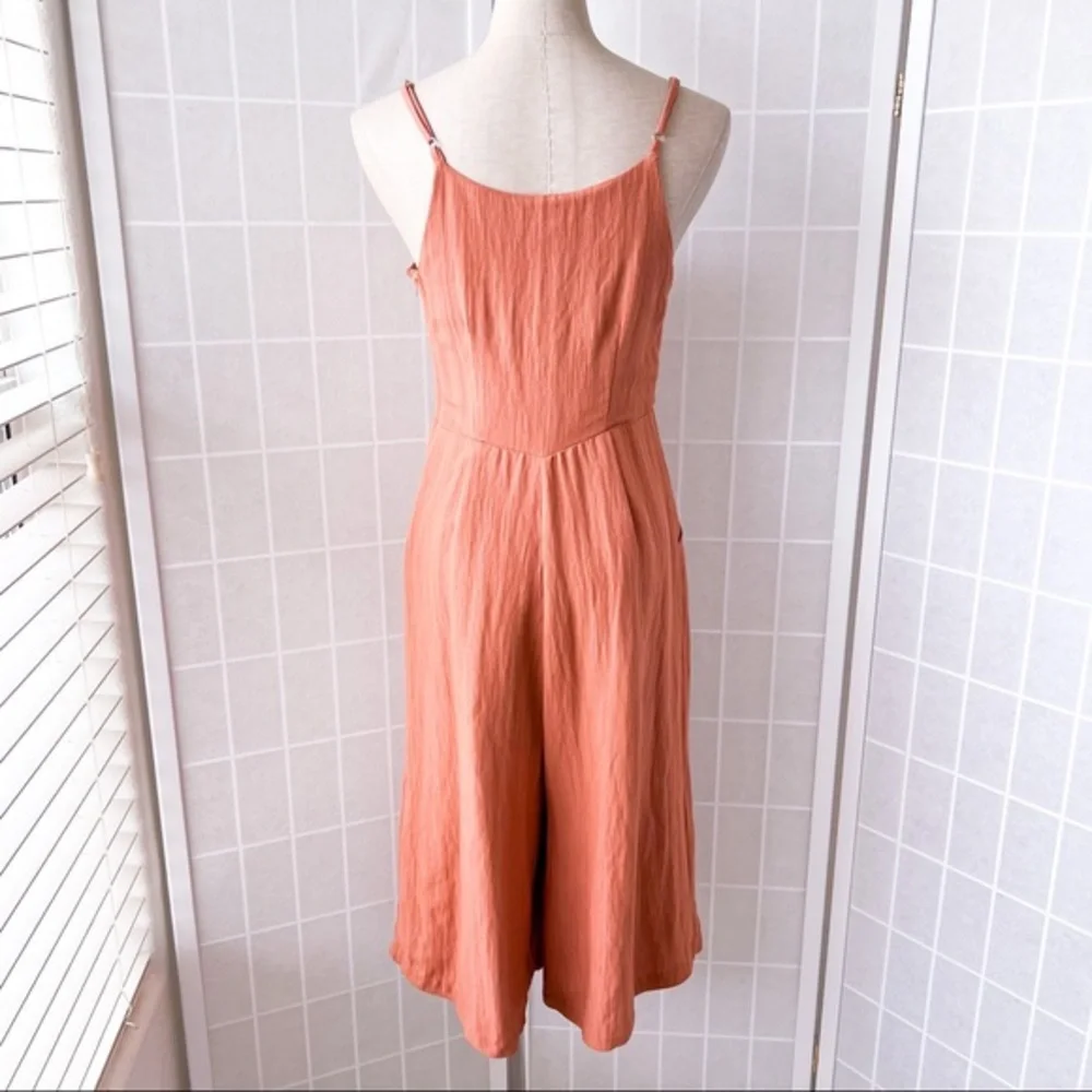 GIANNI BINI Orange Woven V Neck Cropped Wide Leg Jumpsuit - Picture 6 of 14